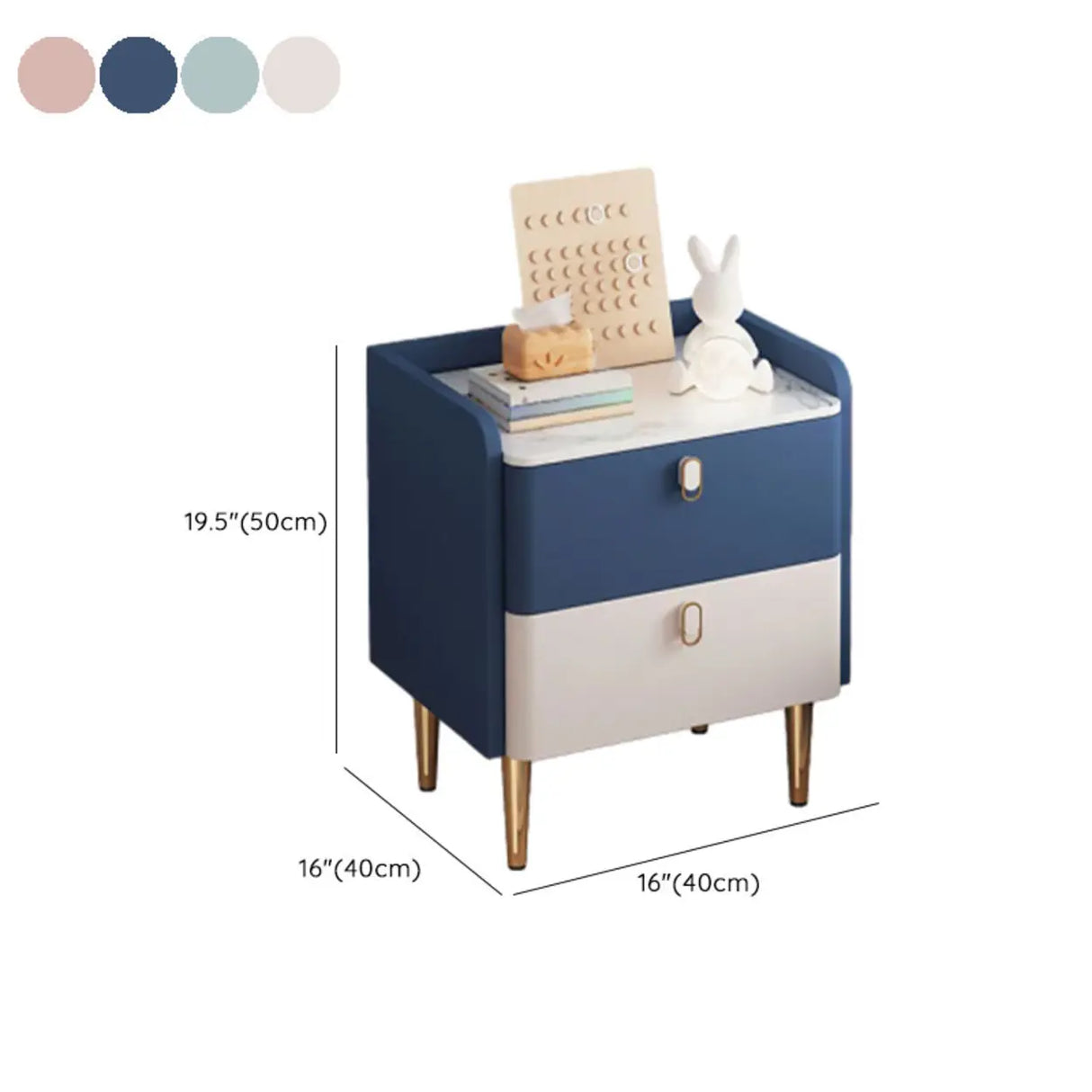 Stone Countertop Leather Frame Kids Storage Nightstand Image - 16