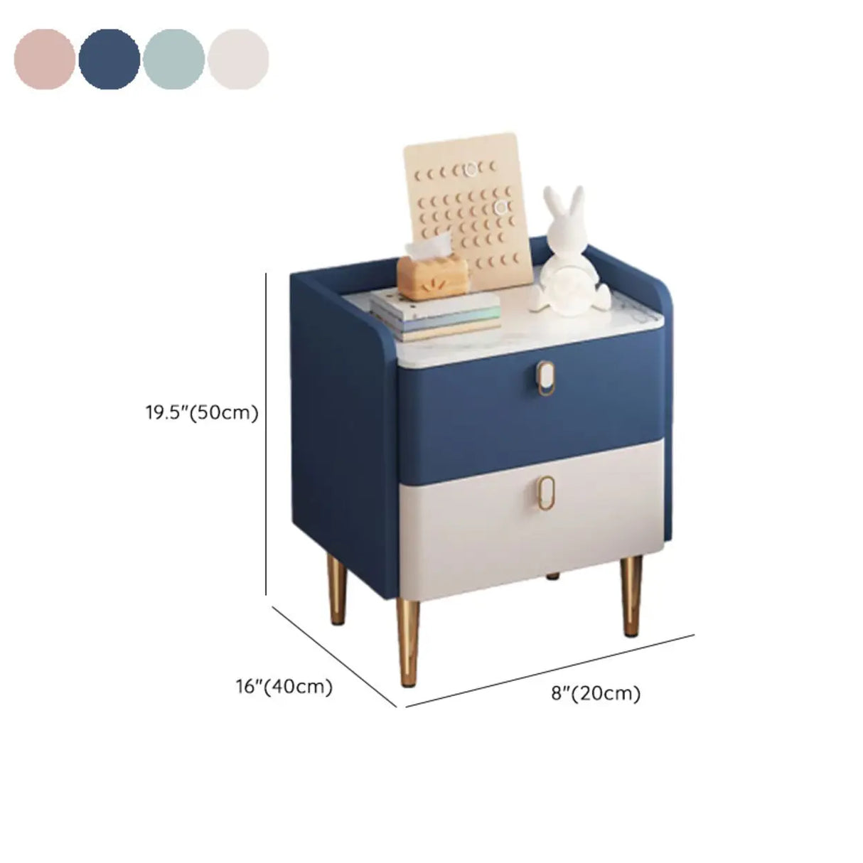 Stone Countertop Leather Frame Kids Storage Nightstand Image - 20