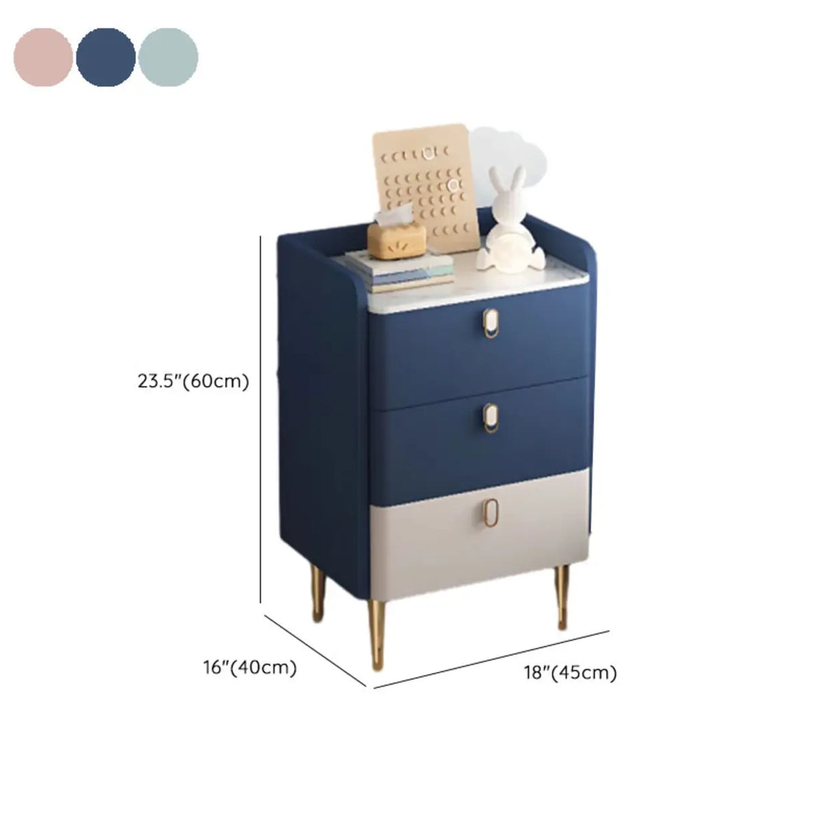 Stone Countertop Leather Frame Kids Storage Nightstand Image - 22