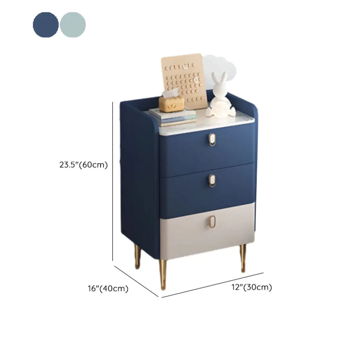 Stone Countertop Leather Frame Kids Storage Nightstand Image - 27