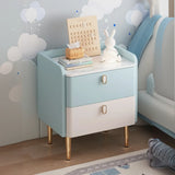 Stone Countertop Leather Frame Kids Storage Nightstand Image - 4