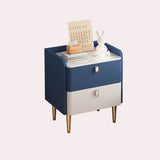 Stone Countertop Leather Frame Kids Storage Nightstand Image - 5