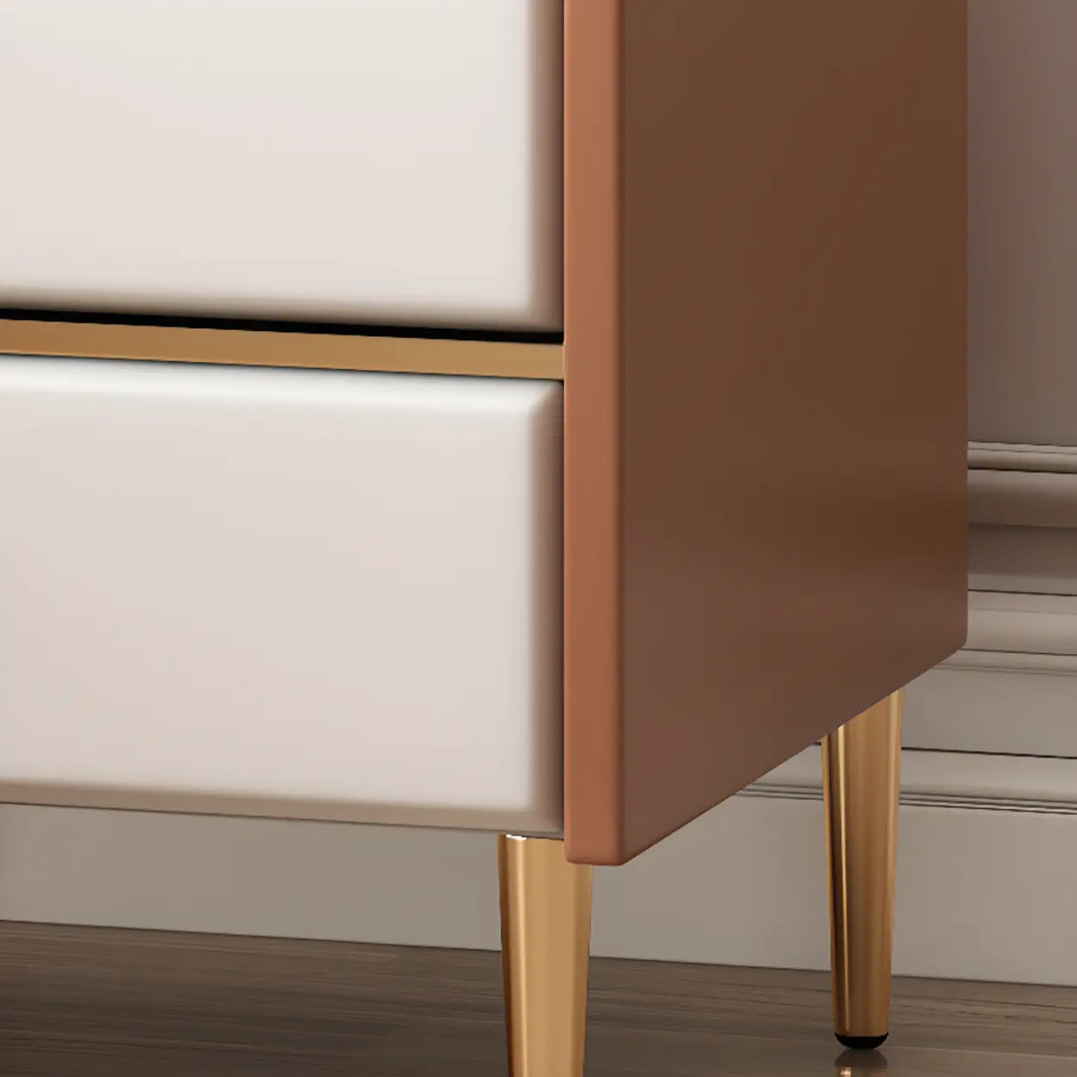 Stone Countertop Leather Kids Nightstand with Metal Leg Image - 14