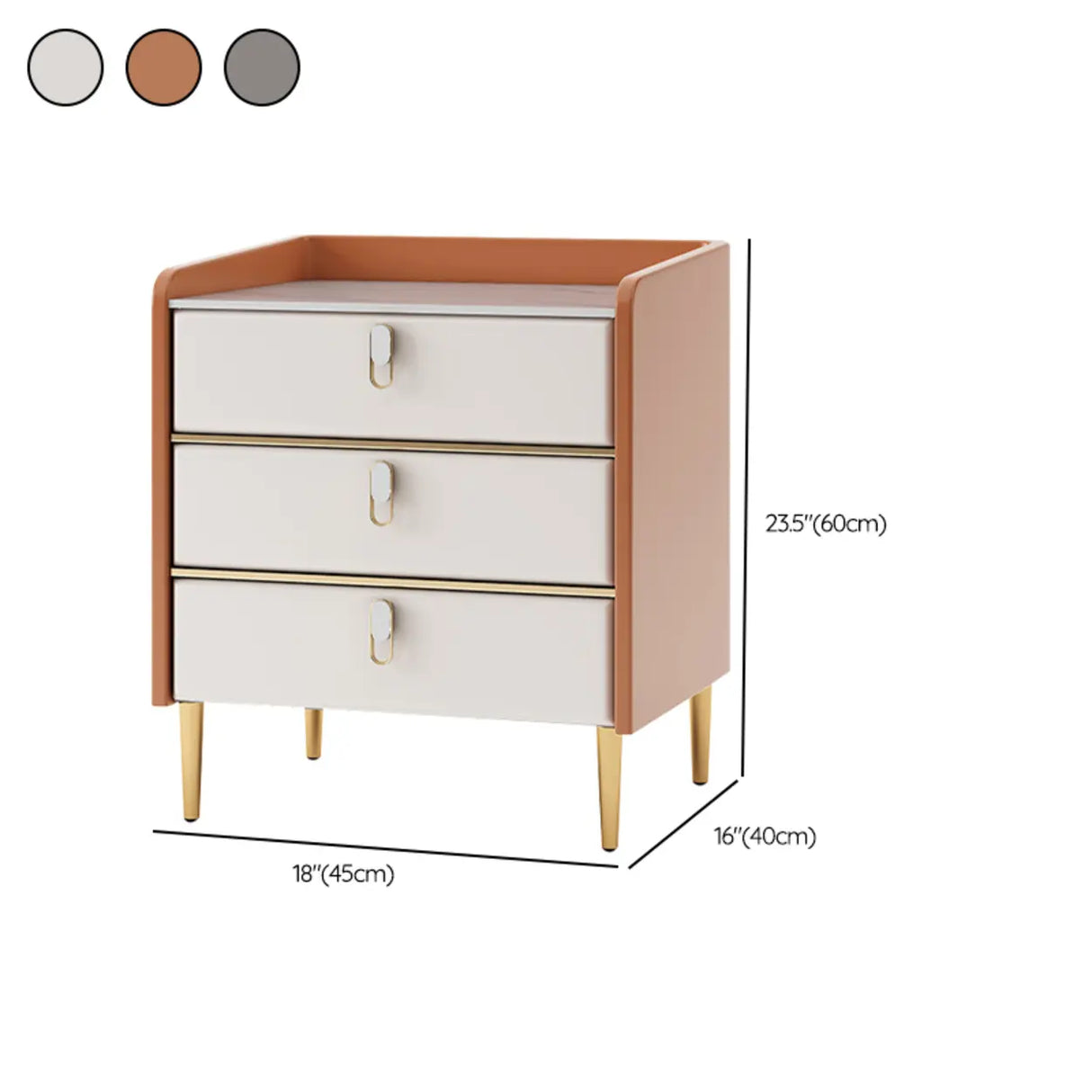 Stone Countertop Leather Kids Nightstand with Metal Leg Image - 17