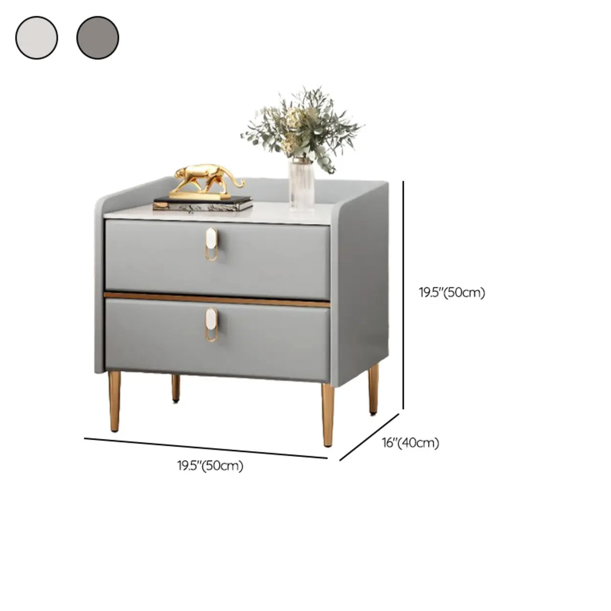 Stone Countertop Leather Kids Nightstand with Metal Leg Image - 19