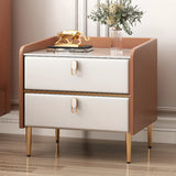 Stone Countertop Leather Kids Nightstand with Metal Leg Image - 2