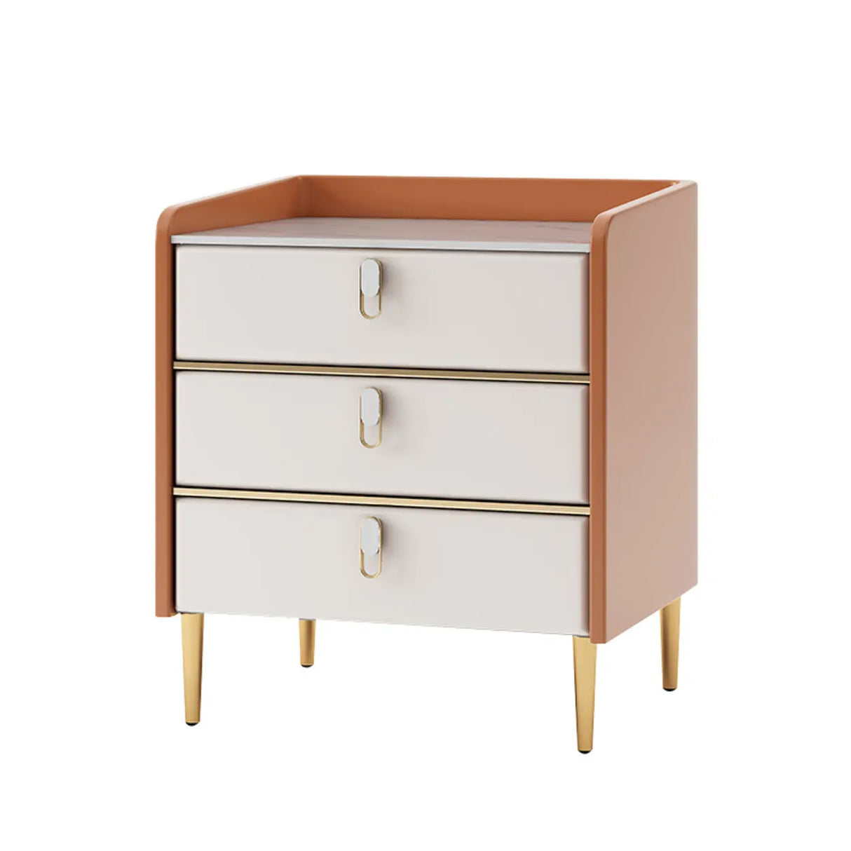 Stone Countertop Leather Kids Nightstand with Metal Leg Image - 9