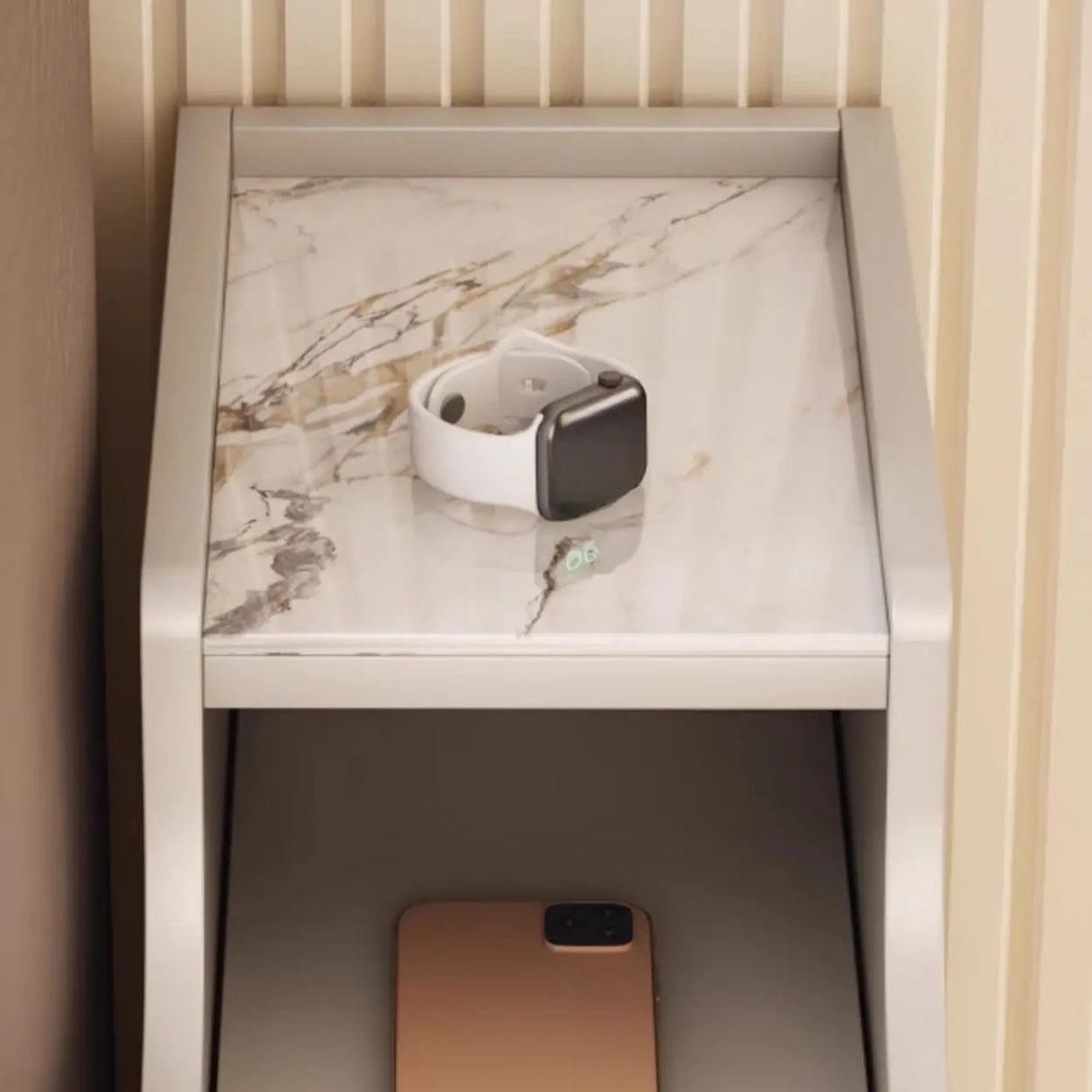Stone Countertop Wood Drawers Narrow Kids Nightstand Image - 15