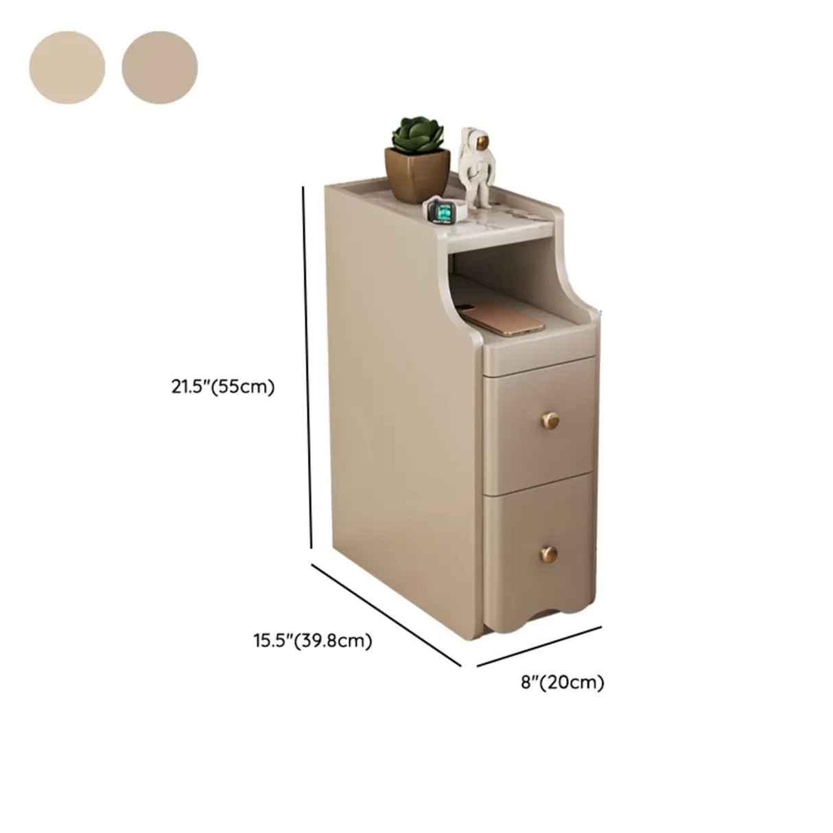 Stone Countertop Wood Drawers Narrow Kids Nightstand 