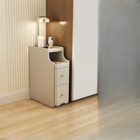 Stone Countertop Wood Drawers Narrow Kids Nightstand Image - 2
