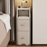 Stone Countertop Wood Drawers Narrow Kids Nightstand Image - 4