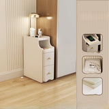 Stone Countertop Wood Drawers Narrow Kids Nightstand Image - 7