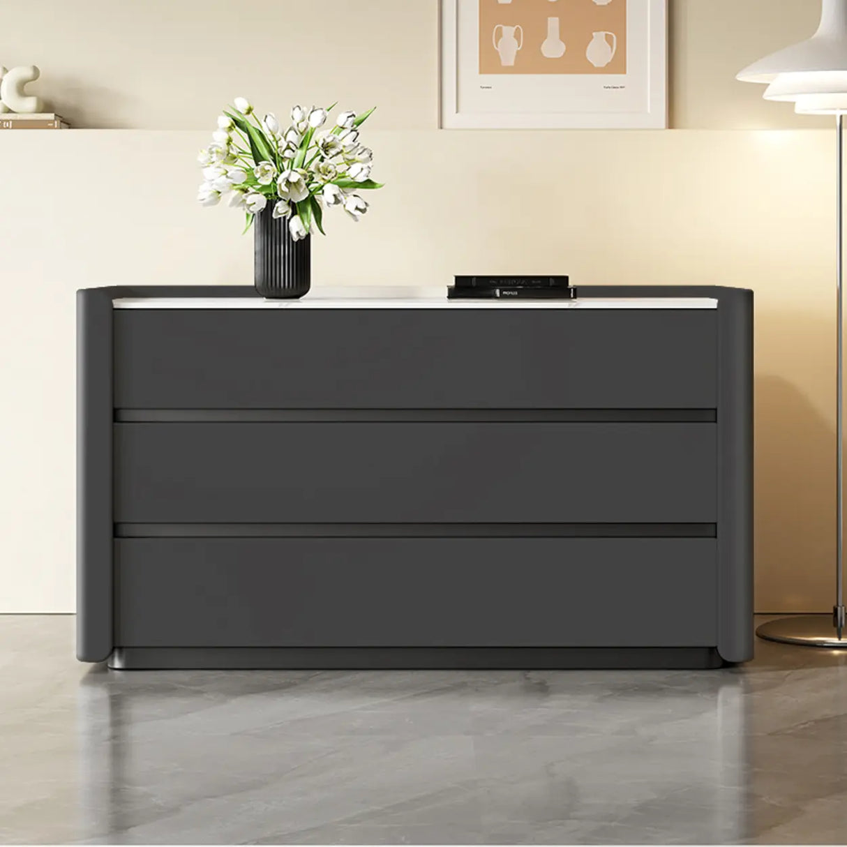 Stone Countertop Wood Frame Kids Nightstand with Drawer Image - 13
