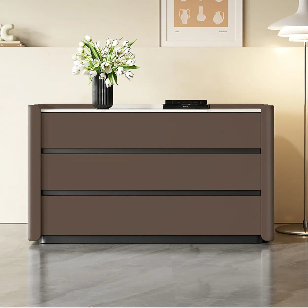 Stone Countertop Wood Frame Kids Nightstand with Drawer Image - 14