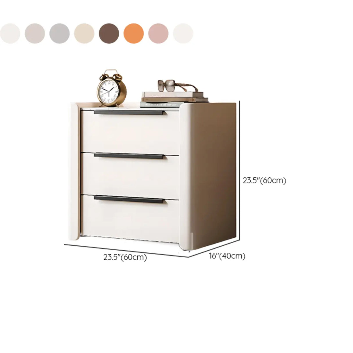 Stone Countertop Wood Nightstand with Three Drawers Image - 15