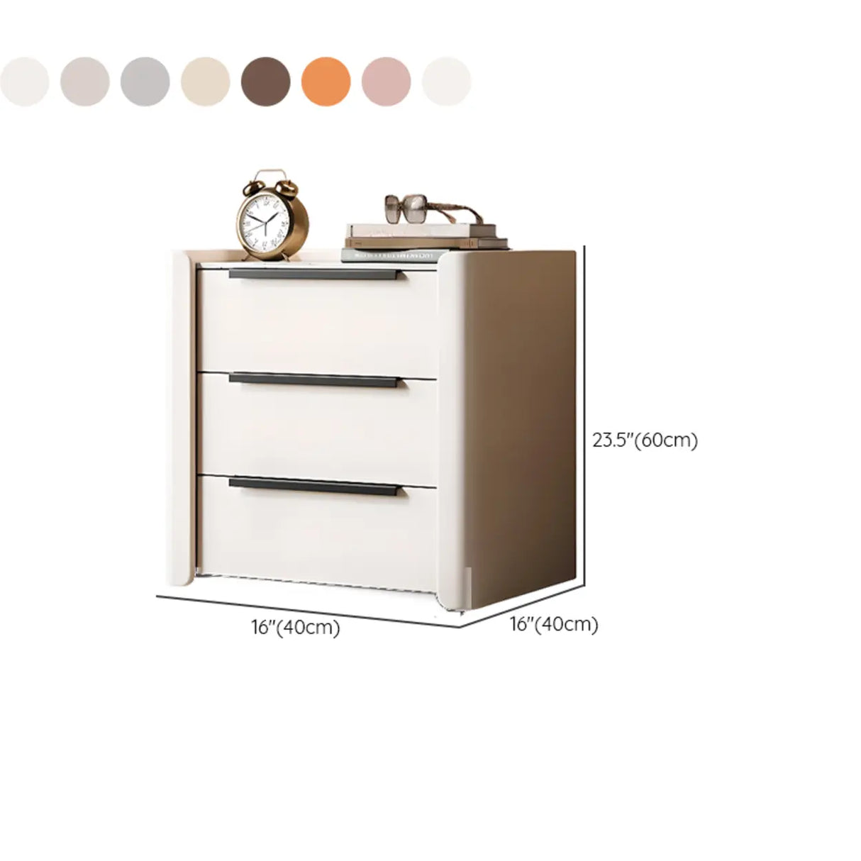 Stone Countertop Wood Nightstand with Three Drawers Image - 16