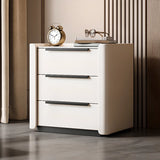 Stone Countertop Wood Nightstand with Three Drawers Image - 2