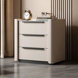 Stone Countertop Wood Nightstand with Three Drawers Image - 3