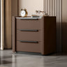 Stone Countertop Wood Nightstand with Three Drawers Image - 9