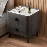 Stone Leather Short Height Kids Nightstand with 2-Drawer Image - 3
