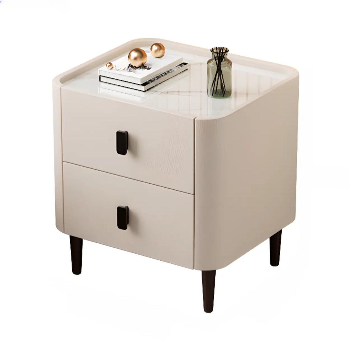 Stone Leather Short Height Kids Nightstand with 2-Drawer Image - 7