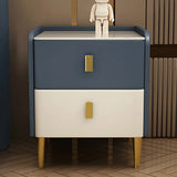 Stone Leather Short Height Kids Nightstand with Legs Image - 1