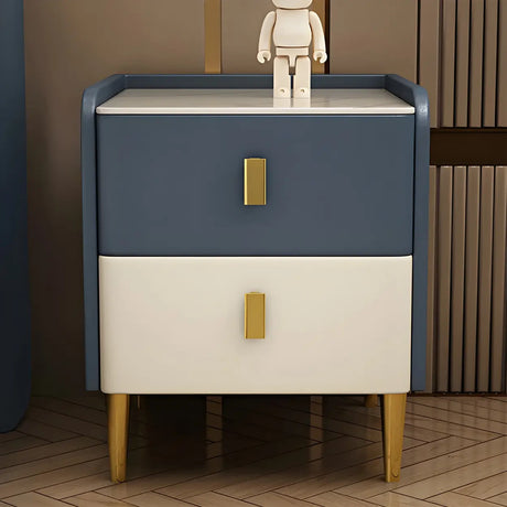 Stone Leather Short Height Kids Nightstand with Legs Image - 1