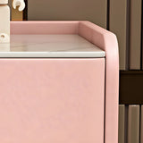 Stone Leather Short Height Kids Nightstand with Legs Image - 10