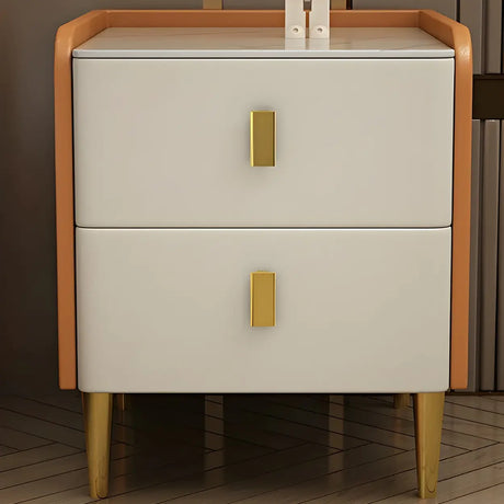 Stone Leather Short Height Kids Nightstand with Legs Image - 2
