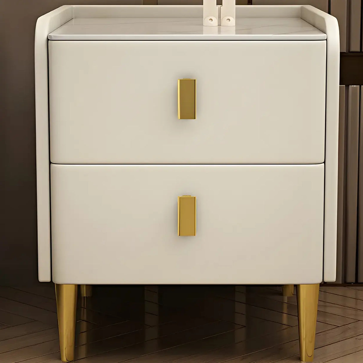 Stone Leather Short Height Kids Nightstand with Legs Image - 5