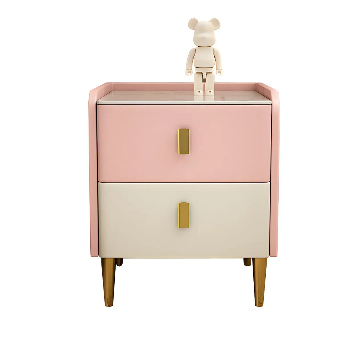 Stone Leather Short Height Kids Nightstand with Legs Image - 6