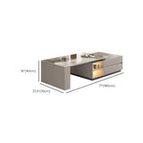 Stone Rectangular Coffee Table with Storage Shelves Image - 14