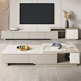 Stone Rectangular Coffee Table with Storage Shelves Image - 1