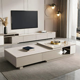 Stone Rectangular Coffee Table with Storage Shelves Image - 4