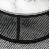 Stone Round Top Metal Frame Nesting Coffee Tables Image - 12