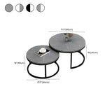 Stone Round Top Metal Frame Nesting Coffee Tables #size