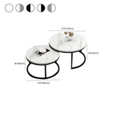 Stone Round Top Metal Frame Nesting Coffee Tables Image - 22