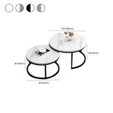 Stone Round Top Metal Frame Nesting Coffee Tables Image - 23