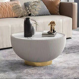 Stone Round Tray Top Bowl-Shaped Iron Base Coffee Table Image - 15