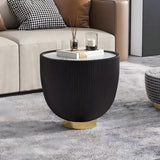 Stone Round Tray Top Bowl-Shaped Iron Base Coffee Table Image - 16