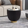 Stone Round Tray Top Bowl-Shaped Iron Base Coffee Table Image - 16