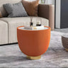 Stone Round Tray Top Bowl-Shaped Iron Base Coffee Table Image - 2