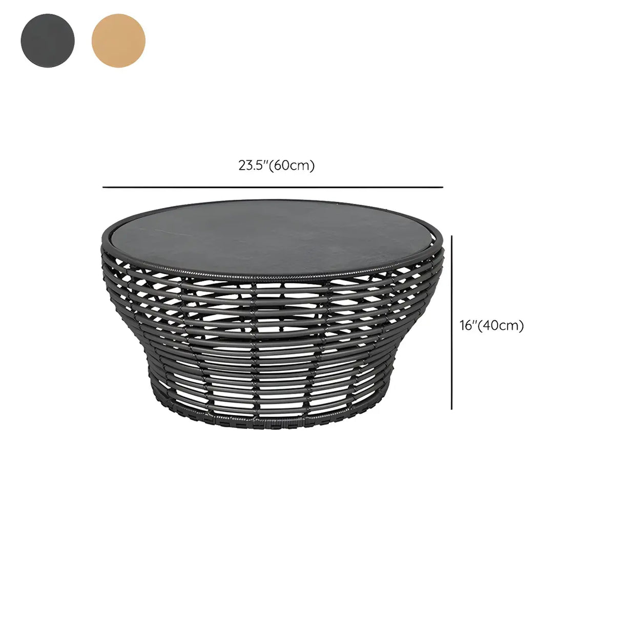 Stone Top Wicker Rattan Outdoor Coffee Table 