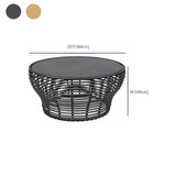 Stone Top Wicker Rattan Outdoor Coffee Table #size