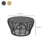 Stone Top Wicker Rattan Outdoor Coffee Table Image - 11