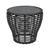 Stone Top Wicker Rattan Outdoor Coffee Table Image - 2