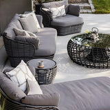 Stone Top Wicker Rattan Outdoor Coffee Table Image - 4