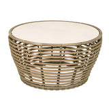 Stone Top Wicker Rattan Outdoor Coffee Table Image - 7