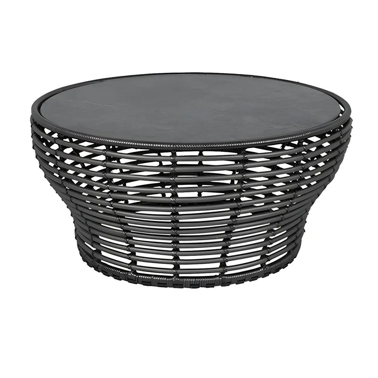 Stone Top Wicker Rattan Outdoor Coffee Table Image - 8