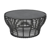 Stone Top Wicker Rattan Outdoor Coffee Table Image - 8
